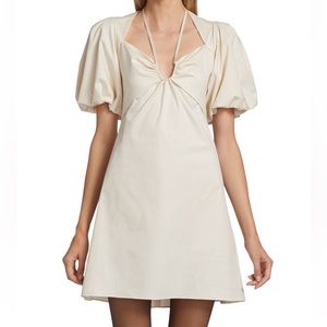 Frame Tie-Neck & Puff-Sleeve Minidress, Size Small